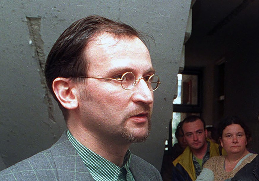 FILE - In this file photo dated Saturday, May 2, 1998, Jozsef Szajer, vice-president of the Fidesz Hungarian Civic Party, talks to the media. Hungarian member of the European Parliament Jozsef Szajer  ...