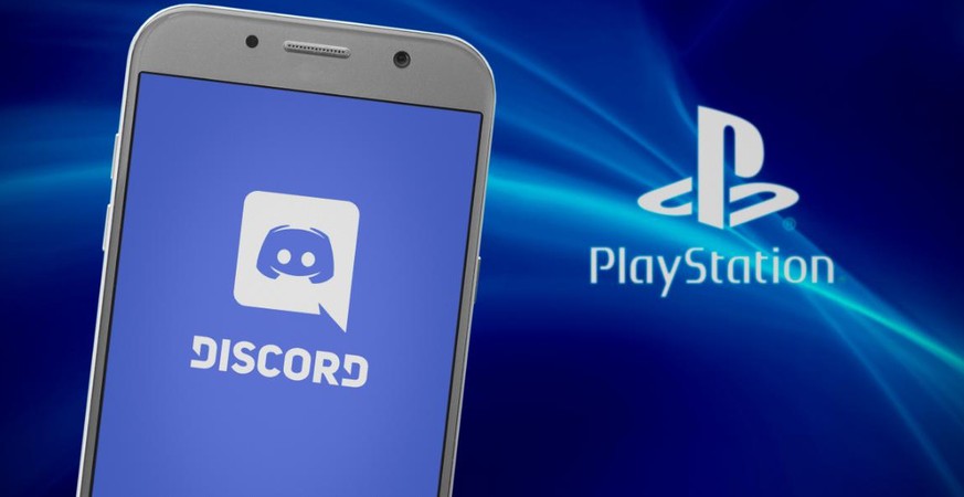 Discord App on smartphone screen with Playstation logo on background. PlayStation&#039;s announcing new Partnership with Discord, 3 May, 2021, Sao Paulo, Brazil
