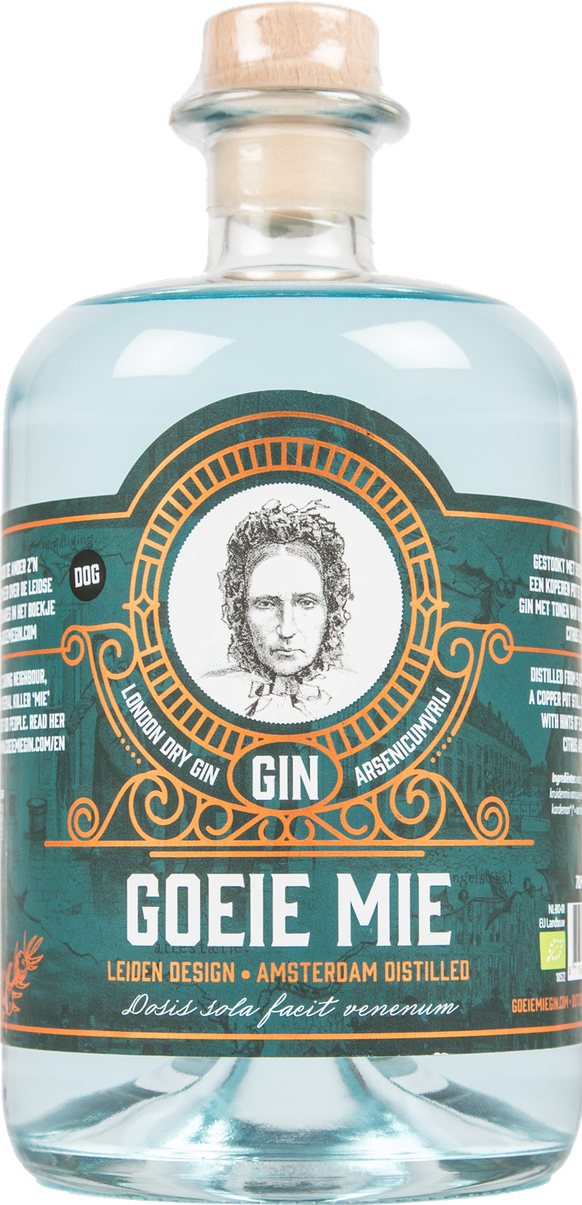 Gin &quot;Goeie Mie&quot;, benannt nach Maria Catharina Swanenburg (Goeie Mie), Giftmischerin von Leiden
https://www.goeiemiegin.com/