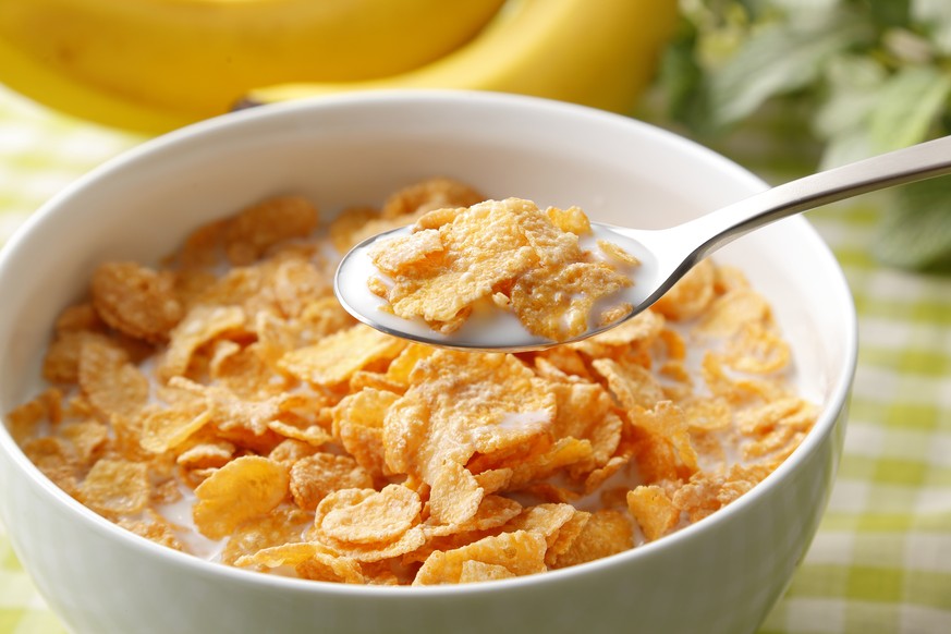 kellog&#039;s corn flakes breakfast cereal zerealien morgenessen frühstück zmorge milch cornflakes essen food