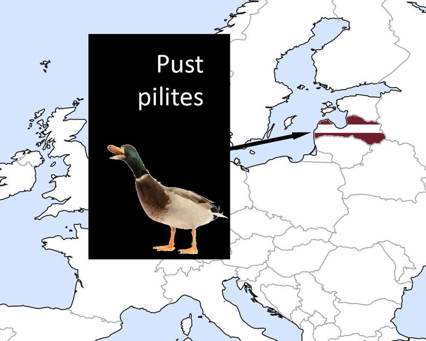 Karte: Redewendungen mit Tieren in Europa, Lettland