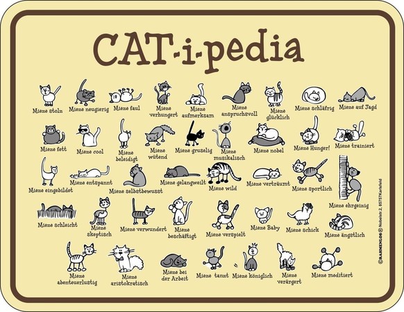 Cat-i-pedia Katzen Schild

https://www.amazon.de/RAHMENLOS-3679-Rahmenlos-Schild-Catipedia/dp/B00HGY2I44/ref=sr_1_1?ie=UTF8&amp;qid=1480435255&amp;sr=8-1&amp;keywords=Schild%3A+Catipedia