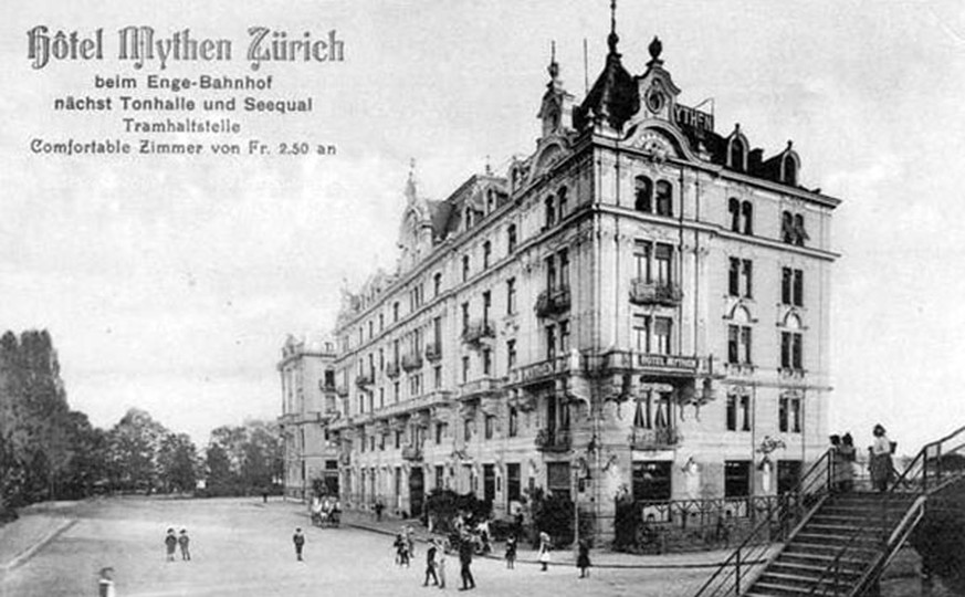 Zimmer ab 2,50 Franken: das Hotel Mythen beim Bahnhof Enge 1903.