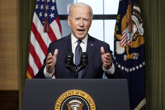 FILE - In this April 14, 2021, file photo, President Joe Biden speaks from the Treaty Room in the White House, about the withdrawal of the remainder of U.S. troops from Afghanistan. The final phase of ...