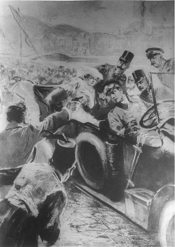 Die verhängnisvollen Schüsse von Sarajevo: Gavrilo Princip erschiesst den Erzherzog und dessen Gattin.