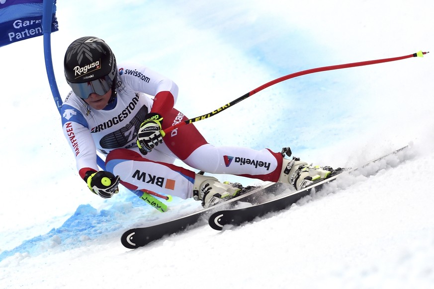 Switzerland&#039;s Lara Gut competes during an alpine ski, women&#039;s World Cup super G, in Garmisch Partenkirchen, Germany, Saturday Jan. 26, 2019. (AP Photo/Marco Tacca)