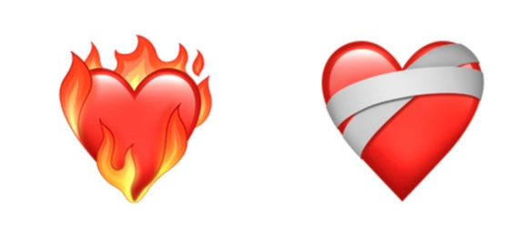 Neue Emojis, Emojis 2021, IOS Update, Iphone, Flammen, Herzen, Liebe, Herz