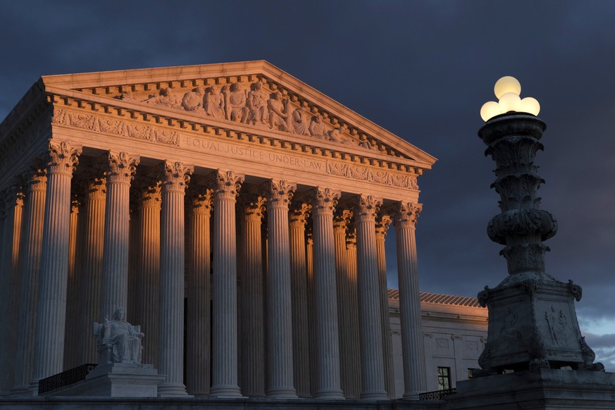 FILE - In this Jan. 24, 2019 file photo, the Supreme Court is seen at sunset in Washington. The Supreme Court has ruled that insurance companies can collect $12 billion from the federal government to  ...