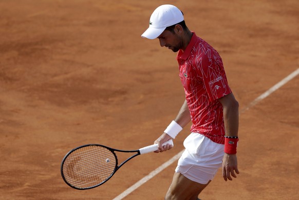 epa08503556 (FILE) - Novak Djokovic of Serbia reacts during a match at the Adria Tour tennis tournament in Belgrade, Serbia, 13 June 2020 (reissued 23 June 2020). According to media reports, Djokovic  ...