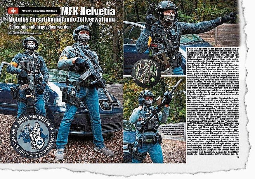 Bis auf die Zähne bewaffnet: MEK Helvetia, Sondereinheit des Schweizer Zolls posiert für deutsches Magazin.