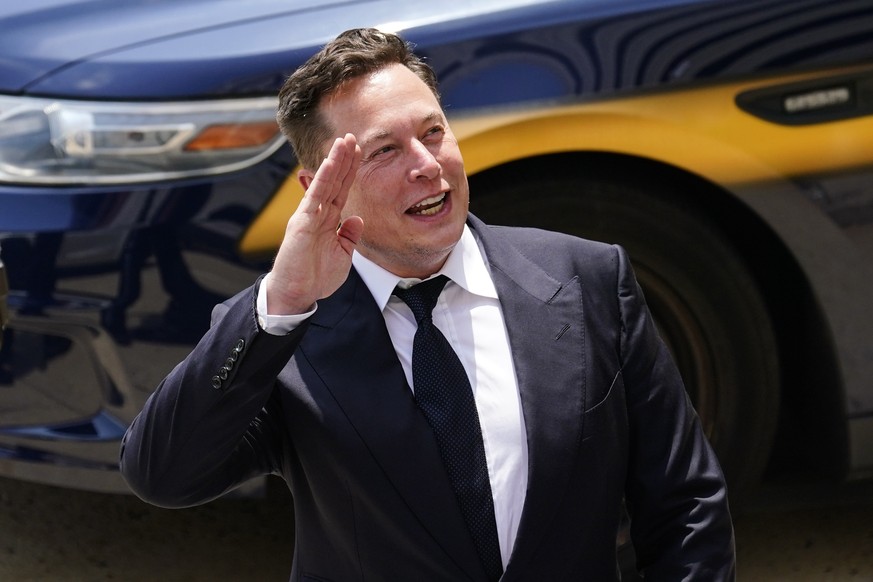 CEO Elon Musk departs from the justice center in Wilmington, Del., Tuesday, July 13, 2021. Testifying for a second day, Musk pushed back again Tuesday against a lawsuit that blames him for engineering ...