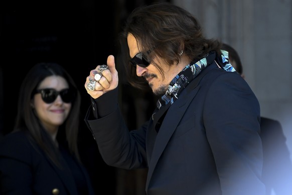 Actor Johnny Depp arrives at the High Court, in London, Monday, July 20, 2020. Amber Heard started Monday to give evidence at the High Court in London as part of Johnny Depp���s libel case against The ...