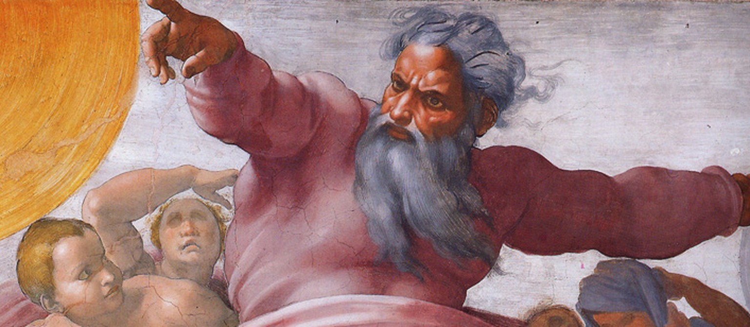 Gott, der Mann mit dem Bart: Detail von Michelangelos Deckenfresko in der Sixtinischen Kapelle. &nbsp;
