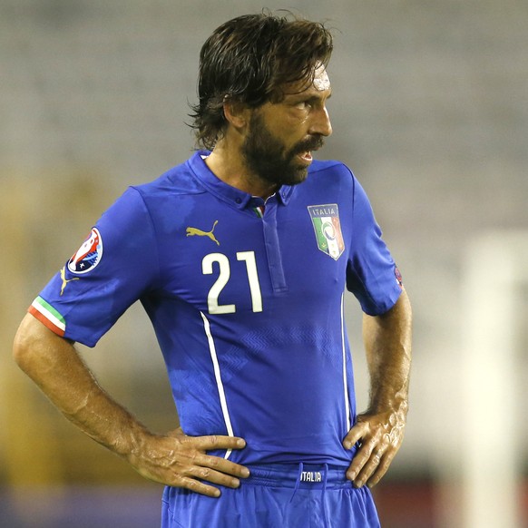 Italy&#039;s Andrea Pirlo waits to play during the Euro 2016 Group H qualifying soccer match between Croatia and Italy, in Split, Croatia, Friday, June 12, 2015. (AP Photo/Darko Bandic)