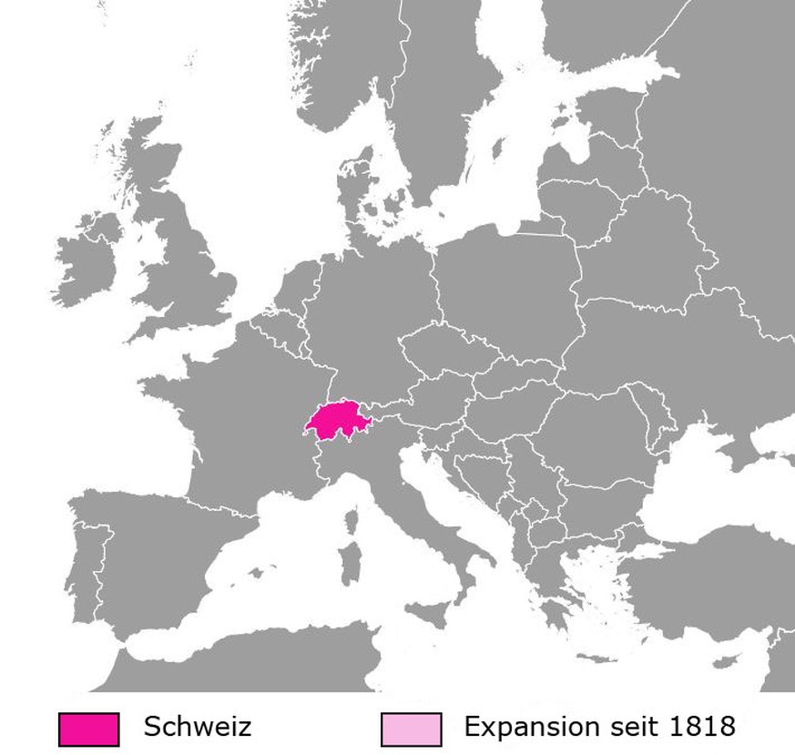 Karte: Expansion der Schweiz in den letzten zwei Jahrhunderten
