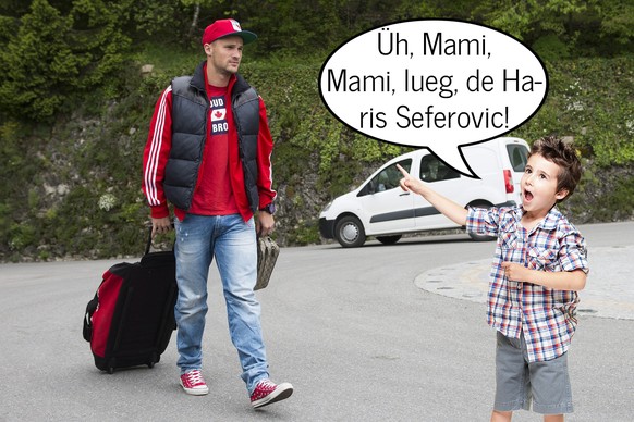 Haris Seferovic, le joueur de l&#039;equipe Suisse de football, arrive a l&#039;hotel pour la preparation du match de football entre la Suisse et Chypre ce mardi 4 juin 2013 au Mont-Pelerin. (KEYSTONE ...
