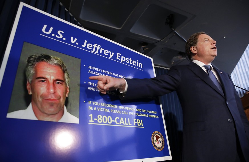 epaselect epa07703887 United States Attorney for the Southern District of New York Geoffrey Berman speaks during a news conference about the arrest of American financier Jeffrey Epstein in New York, U ...