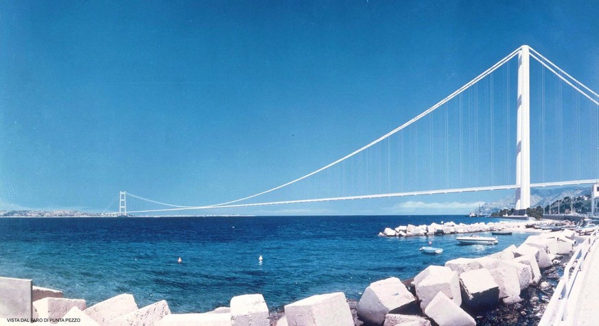 Keine Stützelemente auf dem Meeresgrund: Computersimulation der geplanten Brücke.
