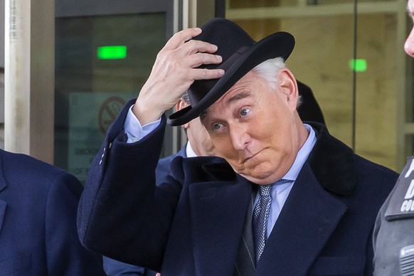 epa08539715 (FILE) - Roger Stone, a longtime advisor to US President Donald J. Trump, leaves after his sentencing hearing at the DC Federal District Court in Washington, DC, USA, 20 February 2020 (rei ...