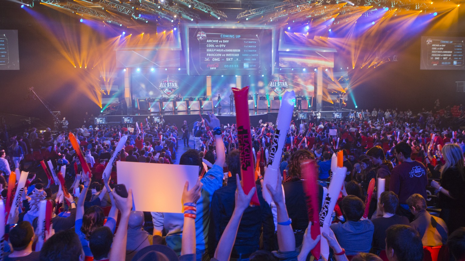 FILE - In this May 11, 2014 file photo, fans watch the opening ceremony of the League of Legends season 4 World Championship Final between South Korea against China&#039;s Royal Club, in Paris. The ne ...