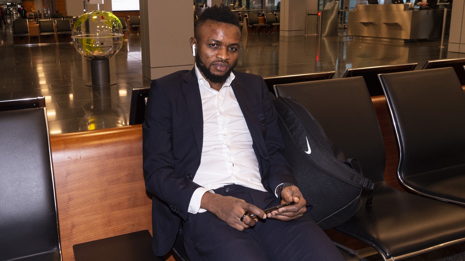 Zuerich&#039;s Umaru Bangura upon their departure the day before the UEFA Europa League match between Bulgarien&#039;s PFC Ludogorets 1945 and Switzerland&#039;s FC Zuerich at the Airport in Zuerich,  ...