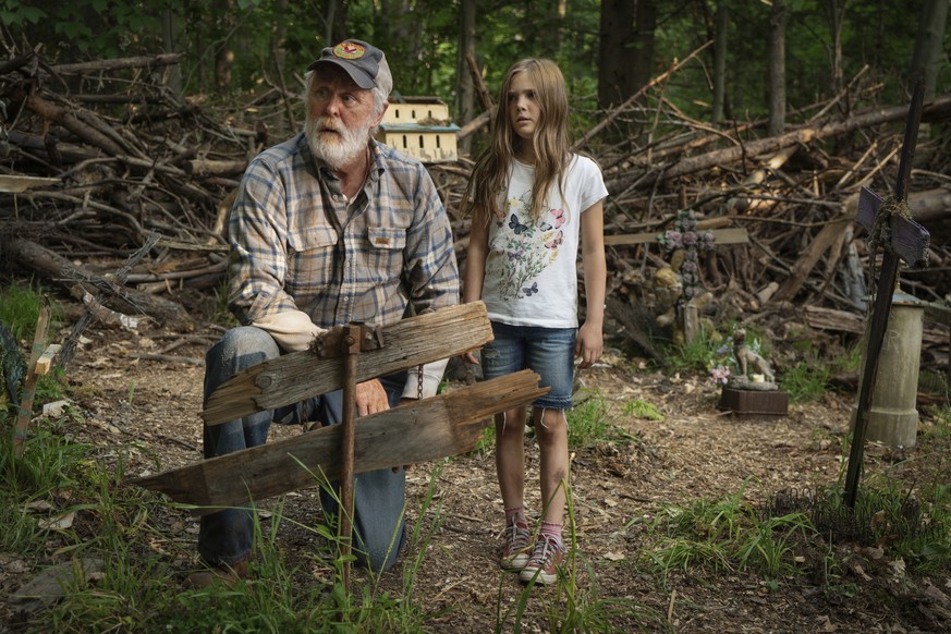 This image released by Paramount Pictures shows John Lithgow, left, and Jeté Laurence in a scene from &quot;Pet Sematary.&quot; (Kerry Hayes/Paramount Pictures via AP)