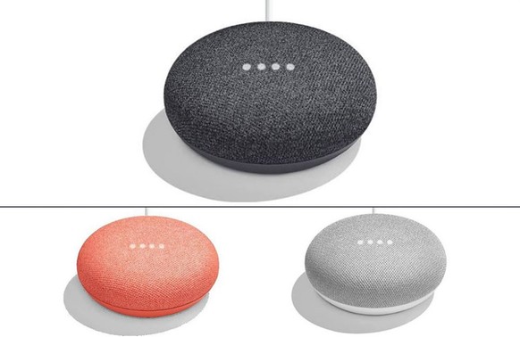 Der smarte Lautsprecher Google Home Mini mit dem Google-Assistenten erscheint in drei Farben und kostet in den USA 49 Dollar.