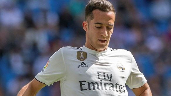 epa07549195 Real Madrid&#039;s Lucas Vazquez in action during the Spanish LaLiga soccer match between Real Madrid and Villarreal at the Santiago Bernabeu stadium in Madrid, Spain, 05 May 2019. EPA/Rod ...