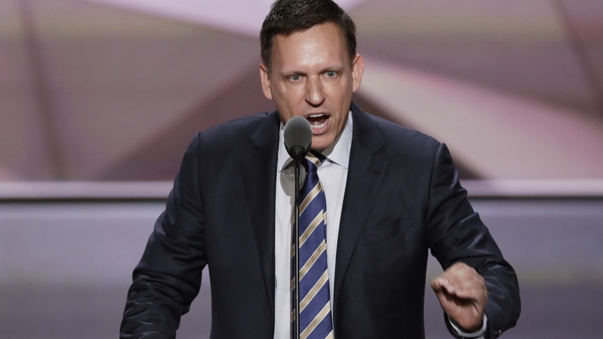 FILE - In this July 21, 2016, file photo, Entrepreneur Peter Thiel speaks during the final day of the Republican National Convention in Cleveland. The U.S. Department of Labor has filed a lawsuit accu ...