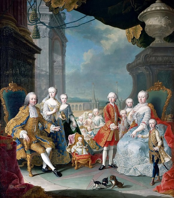 Marie Antoinettes Mutter, Erzherzogin Maria Theresia von Österreich. Sie brachte sagenhafte 16 Kinder zur Welt und bot nebenbei Friedrich dem Grossen die Stirn.