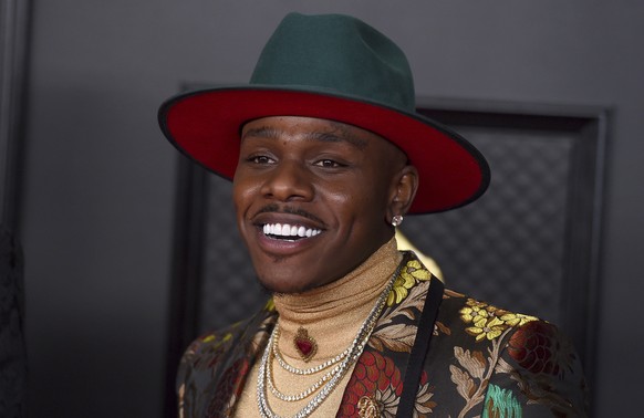 FILE - In this Sunday, March 14, 2021, file photo, DaBaby arrives at the 63rd annual Grammy Awards at the Los Angeles Convention Center. Grammy-nominated rapper DaBaby is being questioned by Miami Bea ...