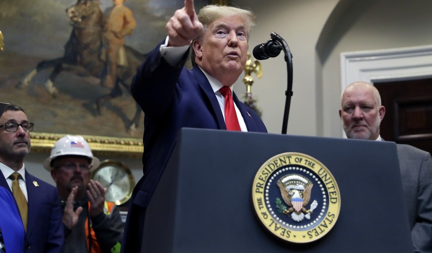 President Donald Trump delivers remarks on proposed changes to the National Environmental Policy Act, at the White House, Thursday, Jan. 9, 2020, in Washington. (AP Photo/ Evan Vucci)
Donald Trump