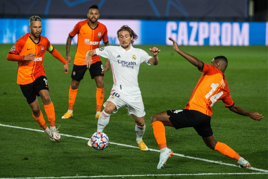 Luka Modric of Real Madrid during UEFA Champions League, football match played between Real Madrid Club Futbol and Shakhtar Donetsk at Alfredo di Stefano Stadium on October 21, 2020 in Madrid, Spain.  ...