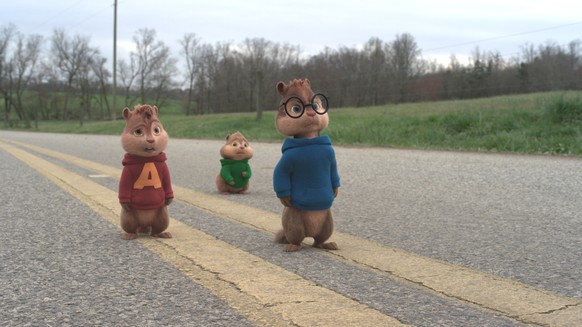 This photo provided by courtesy of Twentieth Century Fox shows, Chipmunks, from left, Alvin, Theodore and Simon facing yet another challenge during their eventful Road Chip in &quot;Alvin and the Chip ...