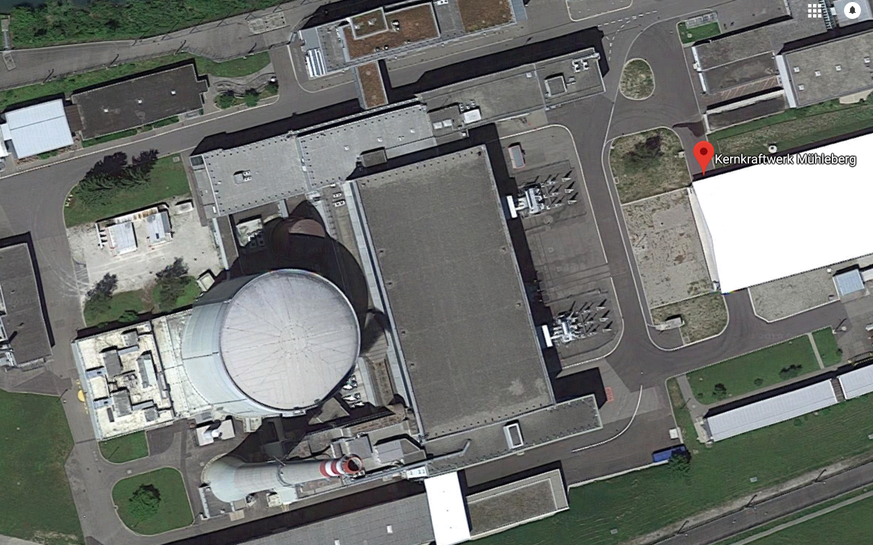 «Mit Google Maps kann jeder selber herausfinden, wie man ein Kraftwerk anfliegen könnte.»: Luftaufnahme des Kernkraftwerks Mühleberg.