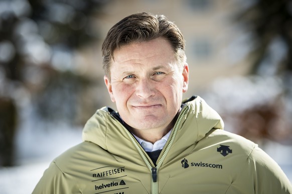 Urs Lehmann, president of the Swiss-Ski federation poses for photographer at the 2021 FIS Alpine Skiing World Championships in Cortina d&#039;Ampezzo, Italy, Monday, February 8, 2021. (KEYSTONE/Jean-C ...