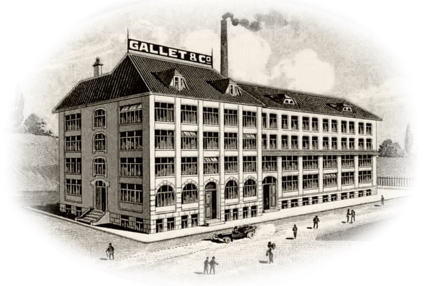 Die Fabrik von Gallet &amp; Co. um 1911.
https://watch-wiki.org/index.php?title=Datei:Gallet_Fabrik_um_1911.jpg