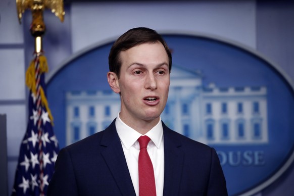 FILE - In this April 2, 2020, file photo, White House adviser Jared Kushner speaks about the coronavirus in the James Brady Press Briefing Room of the White House, in Washington. The White House said  ...