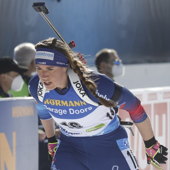 epa09027800 Lena Haecki of Switzerland competes in the Women&#039;s 12.5km Mass Start event at the IBU Biathlon World Championships in Pokljuka, Slovenia, 21 February 2021. EPA/ANTONIO BAT