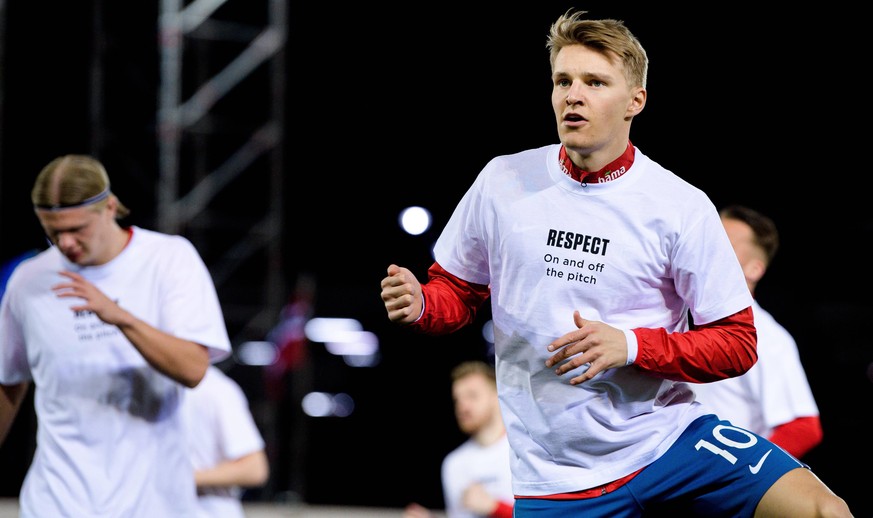 210324 Martin odegaard of Norway ahead of the FIFA World Cup, WM, Weltmeisterschaft, Fussball Qualifier football match between Gibraltar and Norway on March 24, 2021 in Gibraltar. Photo: Vegard Wivest ...
