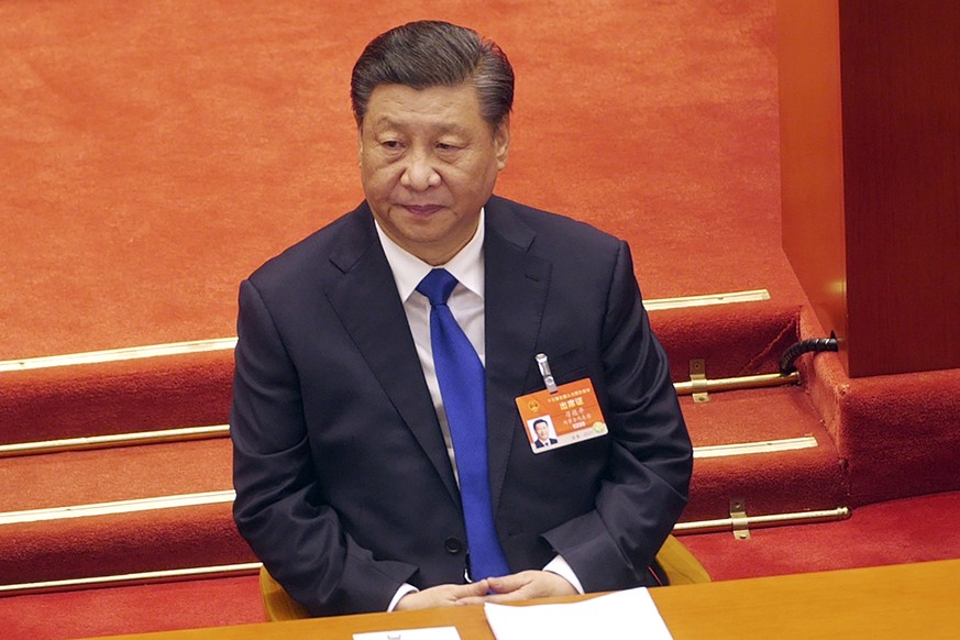 Chinese President Xi Jinping attends a plenary session of China&#039;s National People&#039;s Congress (NPC) the Great Hall of the People in Beijing, Monday, March 8, 2021. (AP Photo/Sam McNeil)
Xi Ji ...