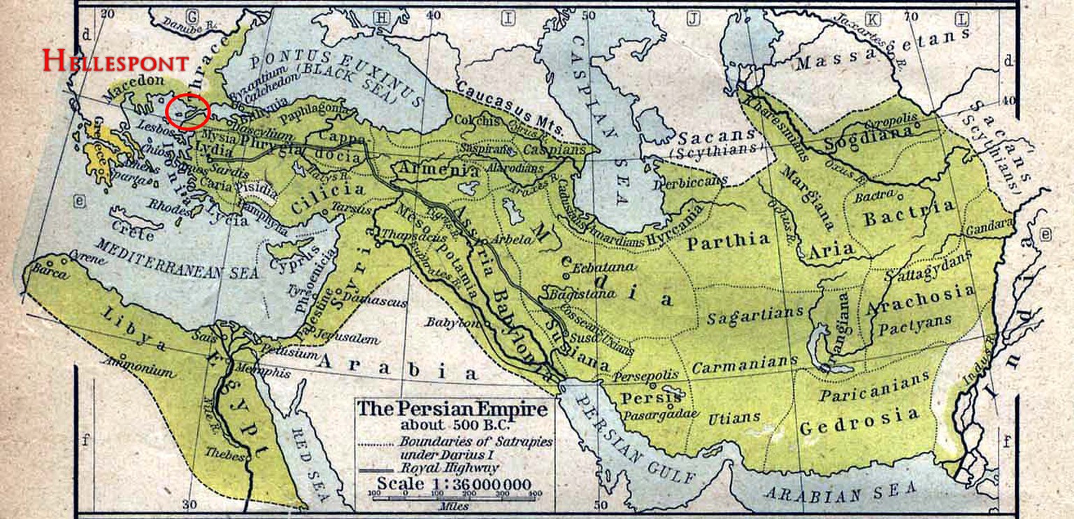 Das Perserreich erstreckte sich um 500 v. Chr. über die Gebiete der heutigen Türkei, Zypern, Iran, Irak, Afghanistan, Usbekistan, Tadschikistan, Turkmenistan, Syrien, Libanon, Israel, Ägypten und Liby ...