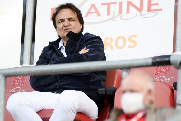 Sion&#039;s president Christian Constantin during the first Super League soccer match after the Coronavirus lockdown, between FC Sion and Sankt-Gallen, at the Stade de Tourbillon in Sion, Switzerland, ...