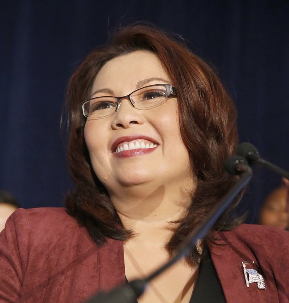 Sen.-elect Tammy Duckworth, D-Ill., smiles as she celebrates her win over incumbent Sen. Mark Kirk, during her election night party Tuesday, Nov. 8, 2016, in Chicago. (AP Photo/Charles Rex Arbogast)