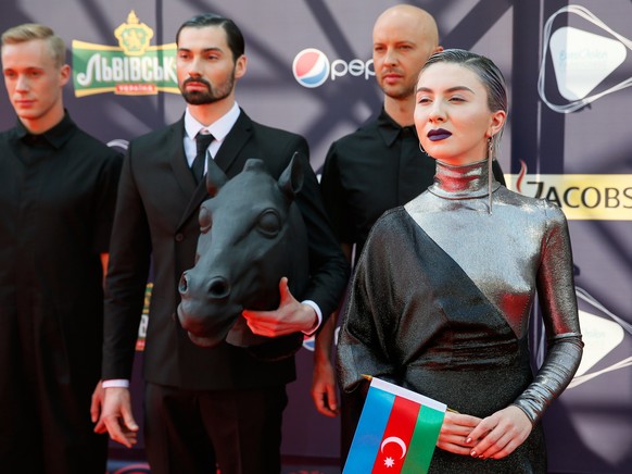 epa05948978 Dihaj from Azerbaijan (R) poses as she arrives for the opening ceremony of the 62nd annual Eurovision Song Contest (ESC) in Kiev, Ukraine, 07 May 2017. The ESC 2017 Grand Final is held on  ...