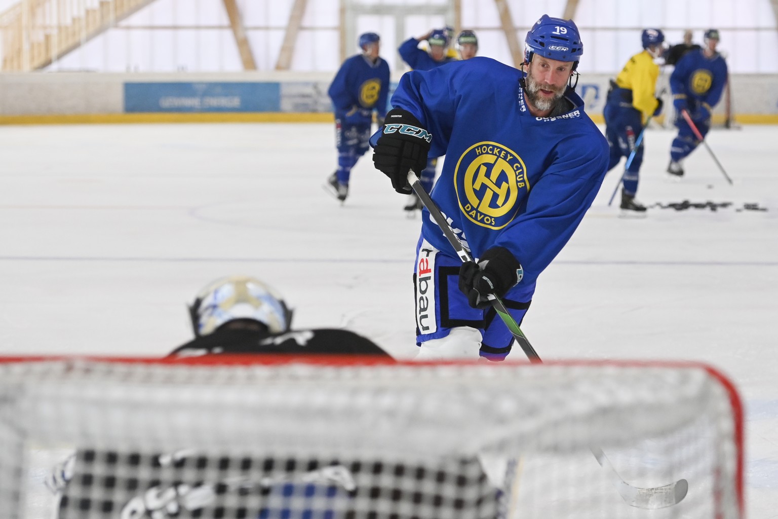 Joe Thornton, ehemaliger Spieler des HC Davos und NHL-Spieler, aufgenommen im Training, am Mittwoch, 5. August 2020, in der Trainingshalle in Davos. (KEYSTONE/Gian Ehrenzeller)