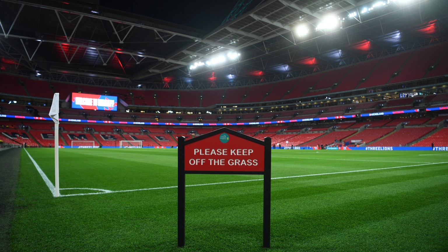 epa08300488 (FILE) - Interior view of the Wembley stadium prior to the UEFA EURO 2020 qualifying group A soccer match between England and Montenegro in London, Britain, 14 November 2019 (re-issued on  ...