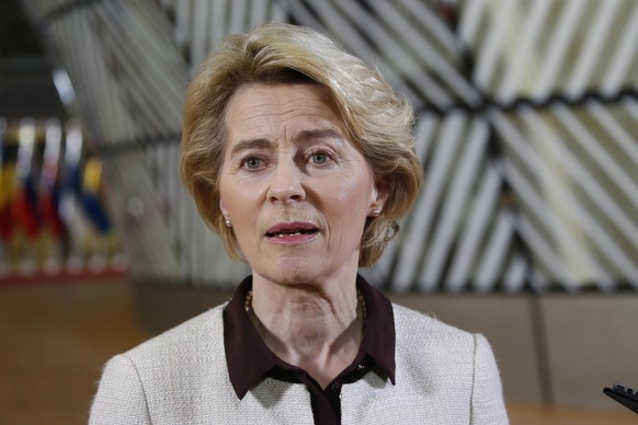 epa08222771 European Commission President Ursula von der Leyen arrives for an informal summit between the EU and Western Balkans leaders at the EC headquarters in Brussels, Belgium, 16 February 2020.  ...