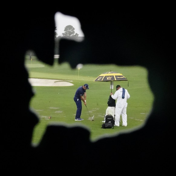 Bryson DeChambeau warms up at the practice area during the Masters golf tournament Wednesday, Nov. 11, 2020, in Augusta, Ga. (AP Photo/Matt Slocum)