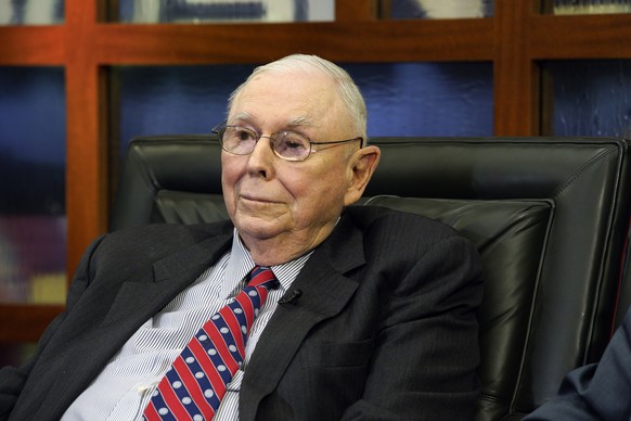 FILE - In this Monday, May 7, 2018, file photo, Berkshire Hathaway Vice Chairman Charlie Munger listens to a question during an interview in Omaha, Neb., with Liz Claman on Fox Business Network&#039;s ...
